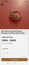 14K Yellow Gold Marquise Cut Ruby Cluster Ring Size 6 Multi-Stone picture