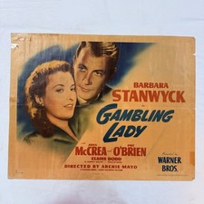 1943 Gambling Lady Original 22x28” Movie Poster Barbara Stanwyck Joel McCrea picture