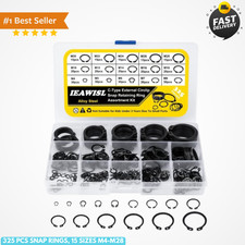 Snap Ring Set, 325Pcs Alloy Steel External Retaining Ring 15 Sizes C-Clips, C... picture