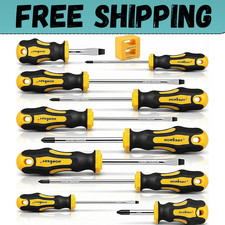 11-Pieces Magnetic Screwdriver Set 5 Phillips 5 Flat Head Tips Magnetizer Tool picture