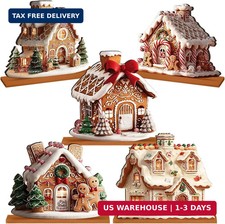 RattanView 5 Pcs Gingerbread Christmas Table Decor, Gingerbread Village Set picture