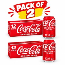 (2 PACK) Coca-Cola Soda Pop Fridge Pack Cans, 12 fl oz, 12 Pack - NEW picture