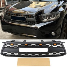 Front Grille Fits For 2008 - 2010 Toyota Highlander Matte Black Grille W/Lights picture