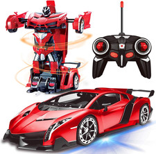 1:18 RC Transforming Robot Car 2.4GHz Remote Control LED Lights 360° Kids picture