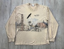 Vintage Alaska AOP Long Sleeve T-Shirt Size Large Thrashed  picture