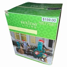 RARE Holiday Living Airblown Gemmy Alligator Band Christmas w/ LED - CIB picture