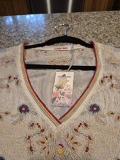 Johnny Was Top.  NWT Cupra Rayon Sz M. Original Price $275. Gorgeous Embroidery. picture