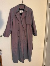 Vintage London Fog Trench Coat Size 6 Reg Purple Shimmer Iridescent Belted Long picture