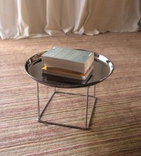 Vtg B&B Italia Maxalto Antonio Citterio Chrome Fat-Fat Side Table Memphis Italy picture