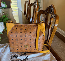 MCM Visetos Crossbody Shoulder Bag Cognac Yellow Leather w/ Dust Bag picture