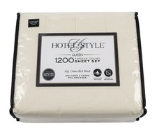 Hotel Style Queen 1200 Thread Count Sheet Set - Cream Soft Cotton Blend - New picture