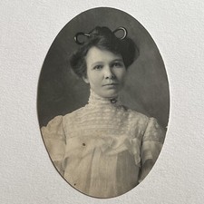 Antique Photograph Lovely Beautiful Young Edwardian Woman Lace Blouse Pin picture