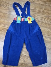 Vintage Blue Corduroy overalls Pants Romper airplanes primary colors 18 Months picture