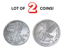 TWO 1 TROY OUNCE/OZ .999 Pure TITANIUM Metal Walking Liberty/Eagle Rounds/coins picture