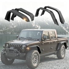 For 2020-2026 Jeep Gladiator JT Flat Steel Fender Flares Front Rear 5.9” w/LEDs picture
