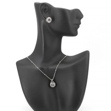 Vintage Silpada Sterling Oxidized Scroll CZ Necklace & Earrings Set N1250 P1232 picture