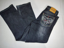 Fire & Rain Jeans Mens 32x32 Relaxed Dark Embroidered Studded Wing Y2K Biker NWT picture