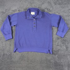 C&C California Pullover Sweatshirt Womens Medium Purple Button Fleece Mock picture