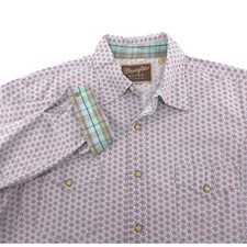 Wrangler Retro Premium Western Shirt Mens Large Blue Burgundy Snap MVR037M picture