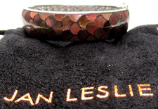 JAN LESLIE Koi Cascade Pink Abalone Sterling Silver 925 Bracelet Original Pouch picture
