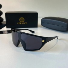 Versace VE4461 Shield Sunglasses Black Frame Dark Grey Lens 145‑0‑135 Unisex picture