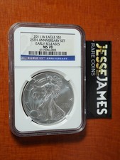 2011 W BURNISHED SILVER EAGLE NGC MS70 EARLY RELEASES FROM 25TH ANNIVERSARY SET picture
