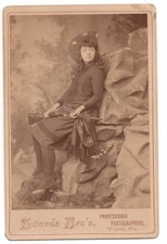 Original 1880s Cabinet Photo of Old West Sharpshooter May Lillie with Rifle picture