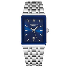 Stuhrling 4084 2 Empire Edge Quartz Date Blue Dial Mens Watch picture
