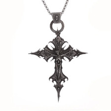 1pc Vintage Gothic Skull Cross Pendant Necklace Religious Amulet for Men - NEW picture