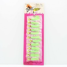 Betts Hair Jig Bass Fishing Lures Dealer Card 12Pk Chartreuse Green  1/8oz picture