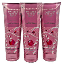 NEW Bath & Body Works Lot of 3 Tubes Twisted Peppermint Body Cream Lotion 8 oz picture