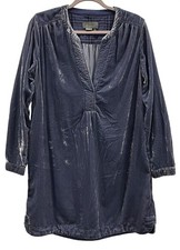 By Anthropologie Melody Velvet Tunic Dress S Blue Glam Flowy Minimalist Dressy picture