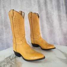Vintage Tony Lama USA Classic Butterscotch Tan Western Cowboy Boots Size 10 D picture