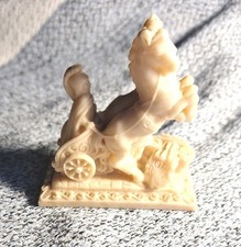 Vintage Italian Roman Chariot Figurine - Signed ROMA DEP - Alabaster Resin... picture