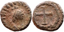🔥VERY RARE*THEODOSIUS II 402-450 AD-10mm/0.77g-F-CROSS-RIC X 454-CROSS ON HEAD picture