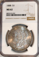 1888 P Morgan Dollar NGC MS62 UNCIRCULATED SILVER $1 Coin BUY IT NOW picture