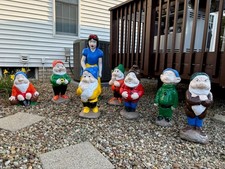 Vintage Disney Snow White and the Seven Dwarfs Concrete Statues VERY OLD & RARE picture