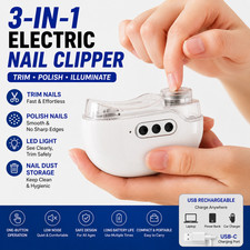 3-in-1 Electric Nail Clipper USB Rechargeable Automatic Nail Trimmer with LED picture