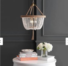 SAFAVIEH Lighting Cydney Adjustable 3-light LED White Beaded Chandelier Pendant  picture