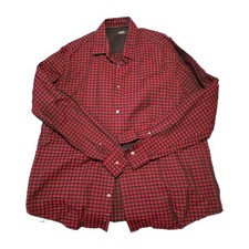 Alfani Regular Fit XL Red/Black Check Cotton Long Sleeve Button Dress Shirt picture