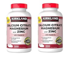 2 X Kirkland Signature Calcium Citrate Magnesium Zinc 500X2=1000 Tab EXP 01/29 picture