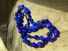 Beautiful Vintage Miriam Haskell Deep Blue Glass Beaded Long Necklace - 70s-80s picture