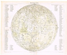 THE MOON  map  1900 s  Original Lithography  Antigue  Vintage print picture