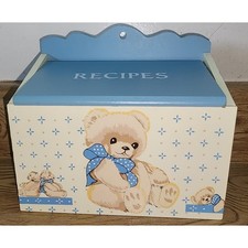 Tienshan Country Bear Wooden Recipe Box Theodore Teddy Vintage See Pictures picture