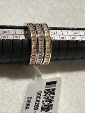 JTV BELLA LUCE 6.5CTW BAGUETTE 18K ROSE/YEL GOLD OVER 925 SET OF 3 BANDS Sz8 picture