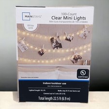 Mainstays 100 Count Clear Mini 22 Foot String Lights Indoor Outdoor White Wire  picture