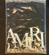 AMIRI Men's Black Logo Graphic Print Cotton Jersey Crew Neck T-Shirt Size M picture