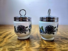 VTG Royal Worcester Egg Coddlers Palmyra Pattern Porcelain Set Of 2  picture