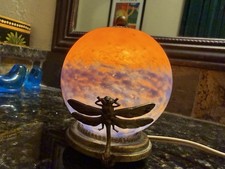 Antique Unsigned Robj Veilleuse Dragonfly Globe Nightlight c. 1920's picture