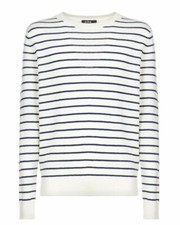 NEW $325 A.P.C. RUE MADAME IVORY WHITE STRIPED WOOL GASPARD SWEATER SIZE L picture